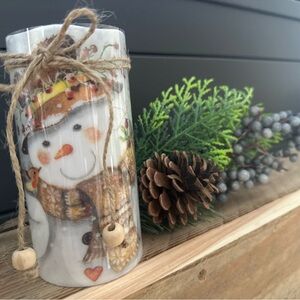 Festive LED Snowman Candle
